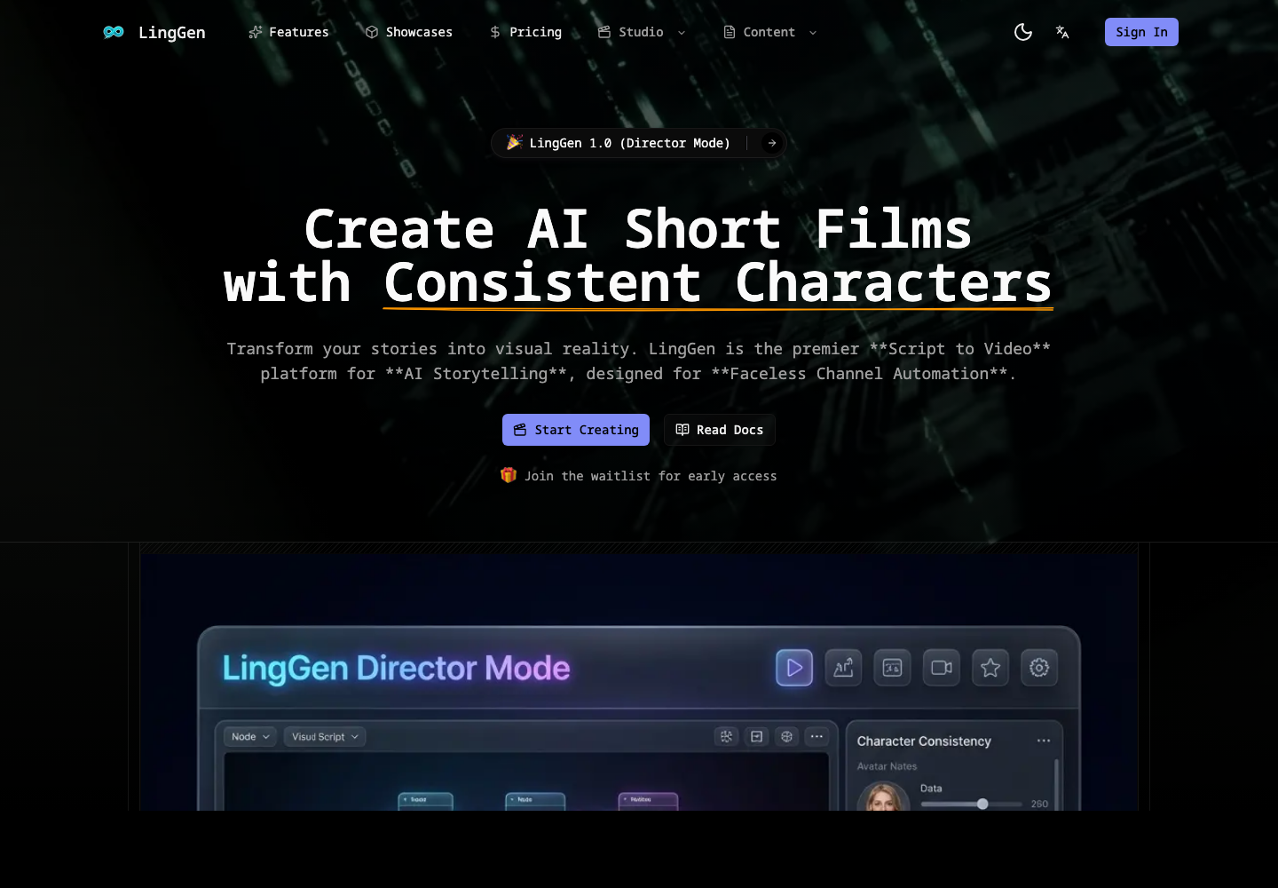 LingGen homepage screenshot